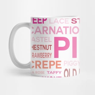 Word Cloud - Shades of Pink (White Background) Mug